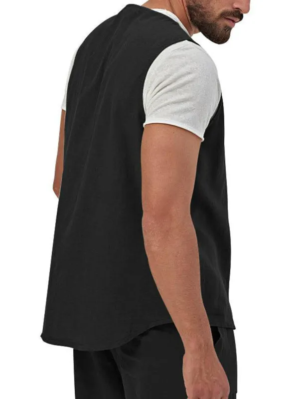 Men's two-piece vest shorts casual sleeveless cardigan suit