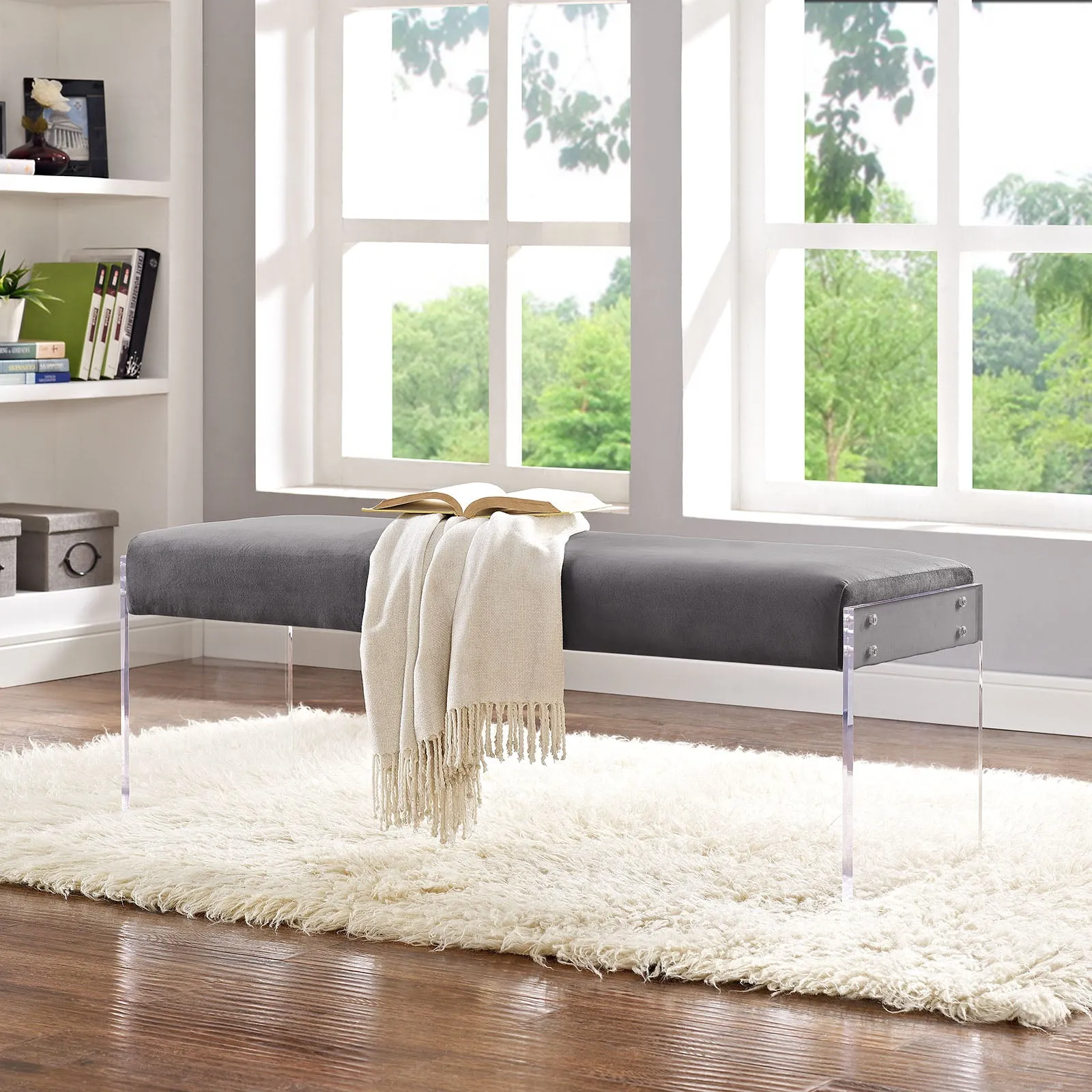 Modern Upholstered Performance Roam Velvet Corner Bench - Dining Benches