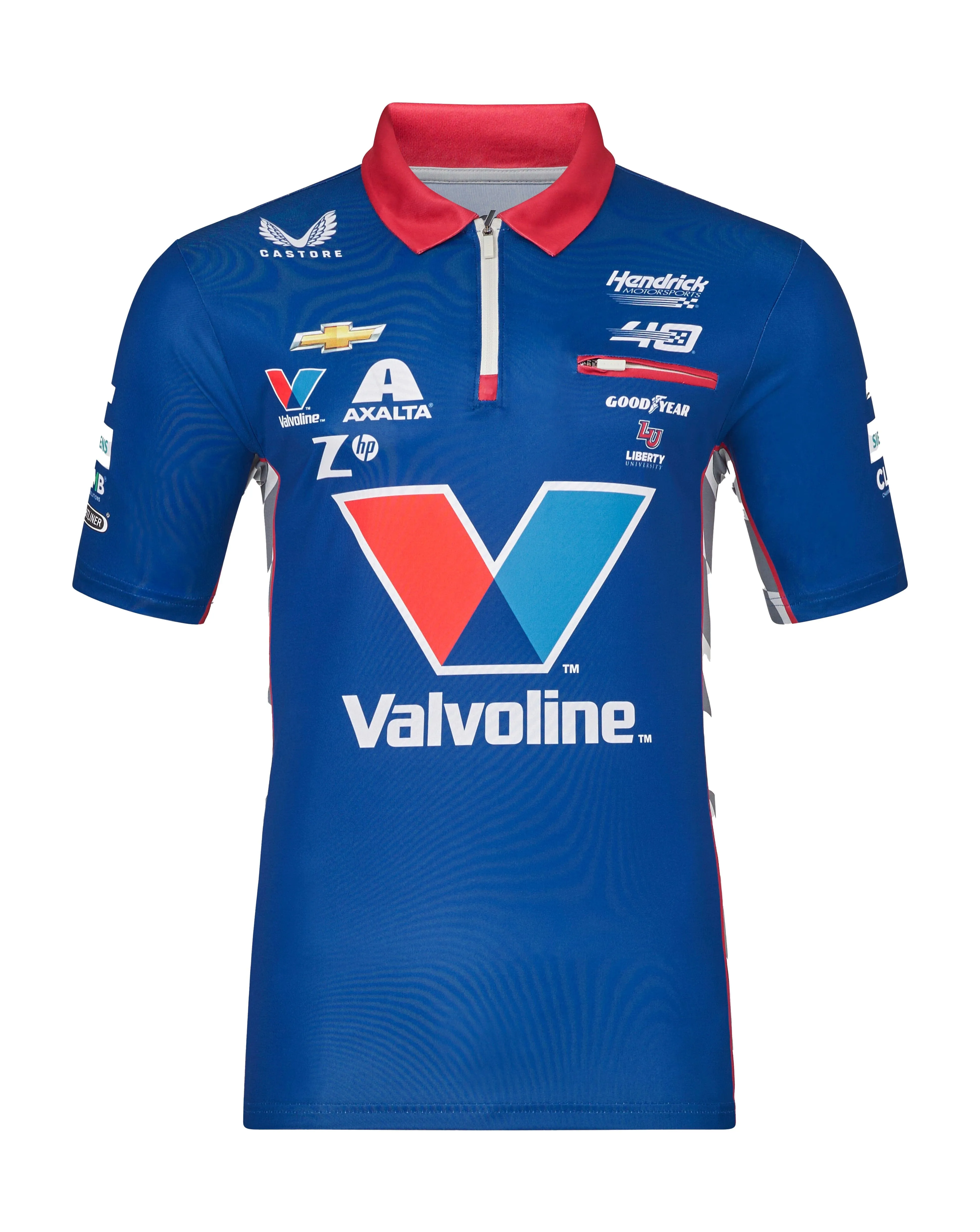 NASCAR Hendrick Motorsport Valvoline Polo Shirt - Red/Blue