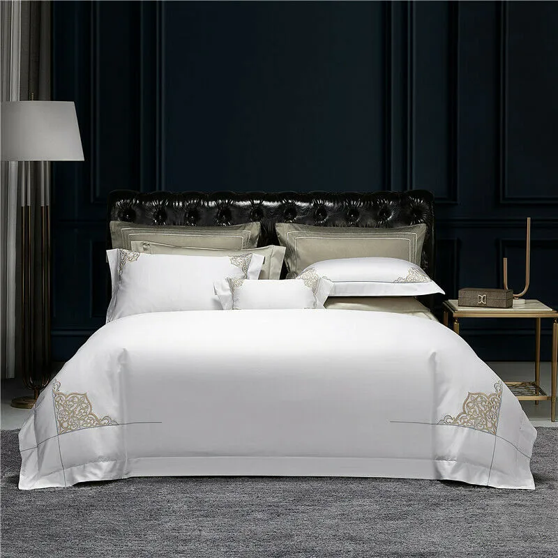 New 1000TC 100% Egyptian Cotton Royal Luxury Bedding Set King Queen Size Embroidery