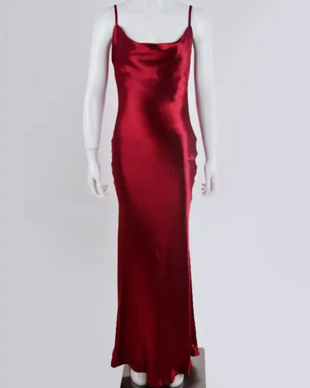 New solid color strapless backless sexy swing neck evening dress