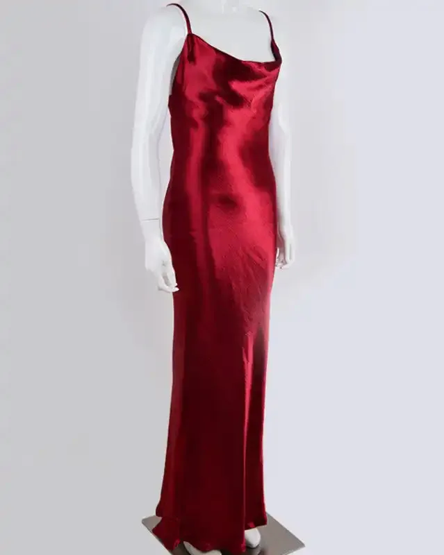 New solid color strapless backless sexy swing neck evening dress