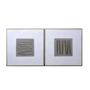 Pick Up Sticks Set Hand Painted Wall Art With Gold Frame