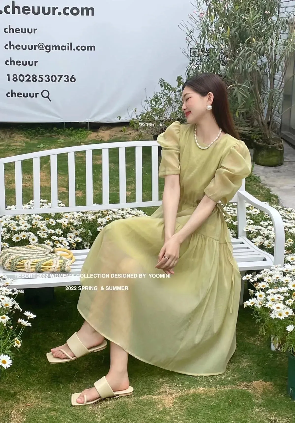 Pure Color Simple O-neck Women's Dresses Korean Style Drawstring Puff Sleeve Ruffles Summer Elegant Fashion Female Dress