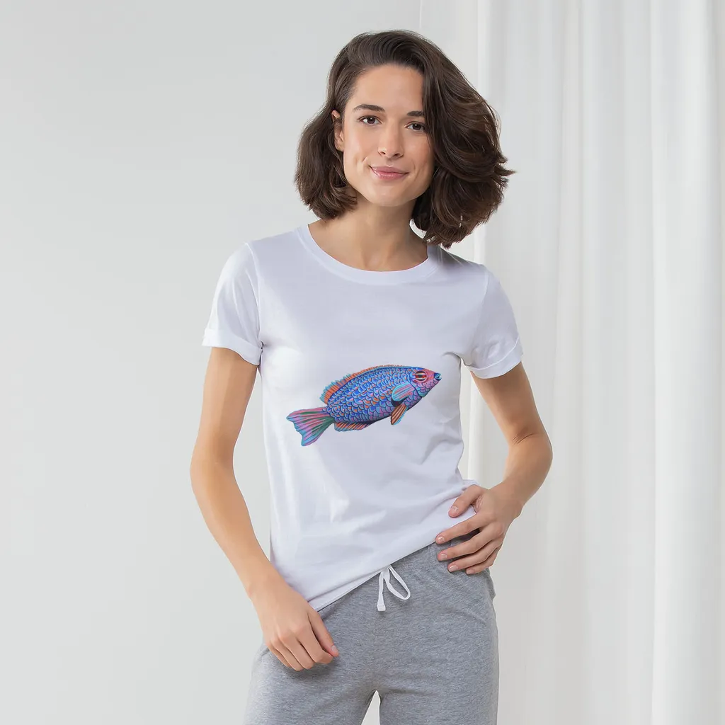 Purple and Blue Fish Women's Long Pant Pyjama Set