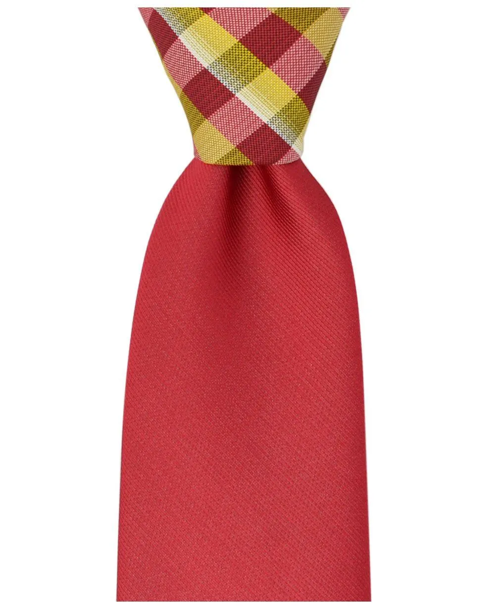 Red Contrast Knot Tie Set by Paul Malone