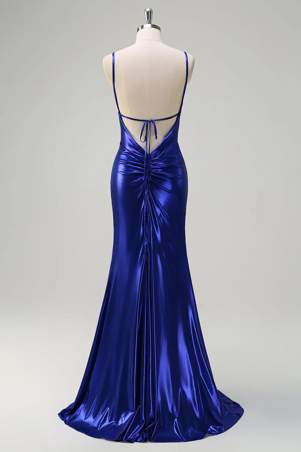 Royal Blue Backless Beaded Mermaid Prom Dress