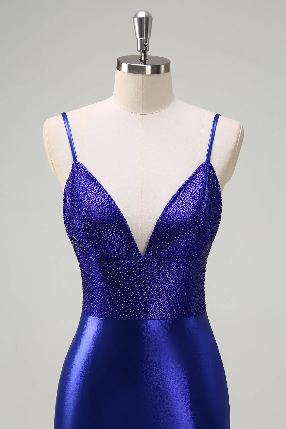 Royal Blue Backless Beaded Mermaid Prom Dress