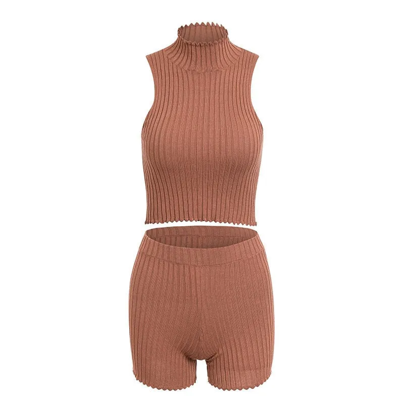 Sexy Knitting Two-piece Suit Playsuit Rompers