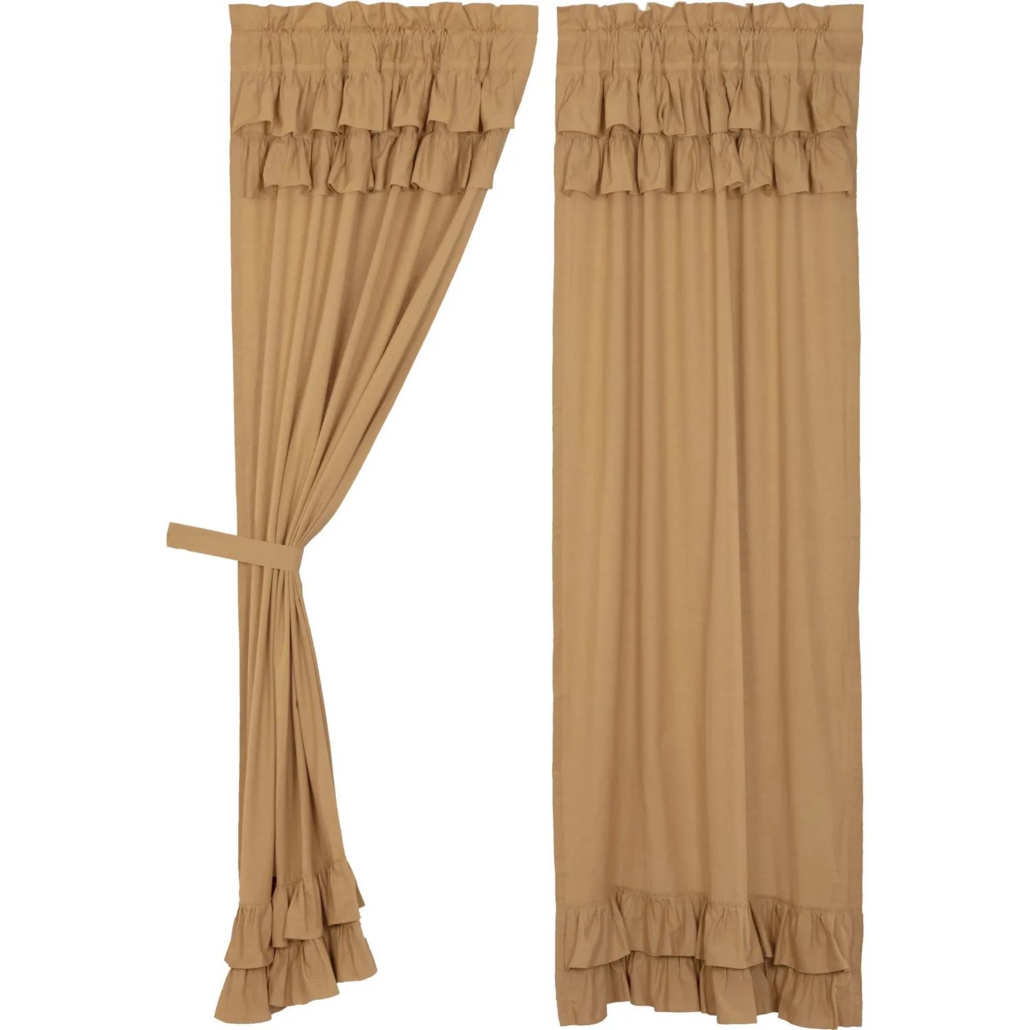 Simple Life Flax Khaki Ruffled Panel Set of 2 84x40