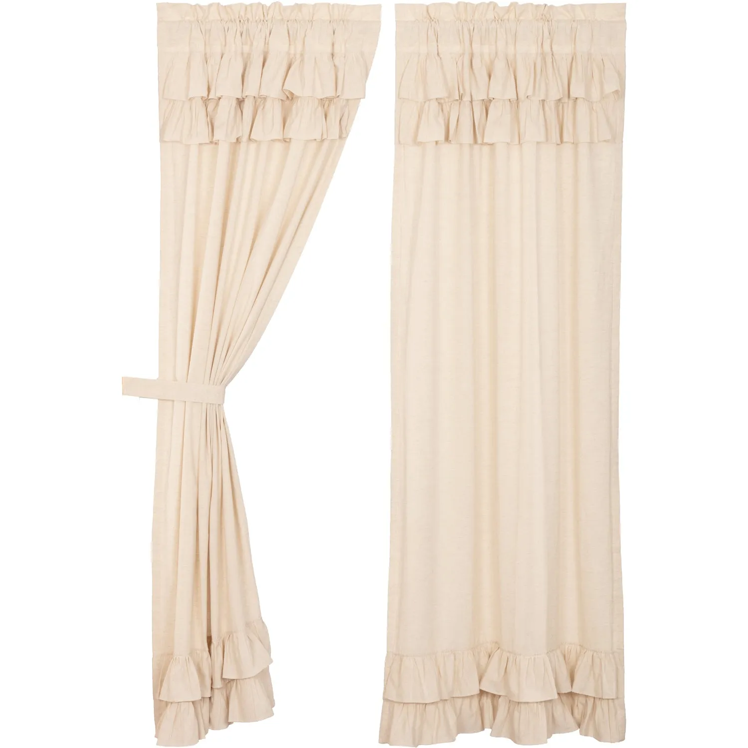 Simple Life Flax Natural Ruffled Panel Set of 2 84x40