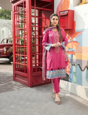 Tehzeeb Lawn by Tawakkal  Pakistani Suit Material Pink