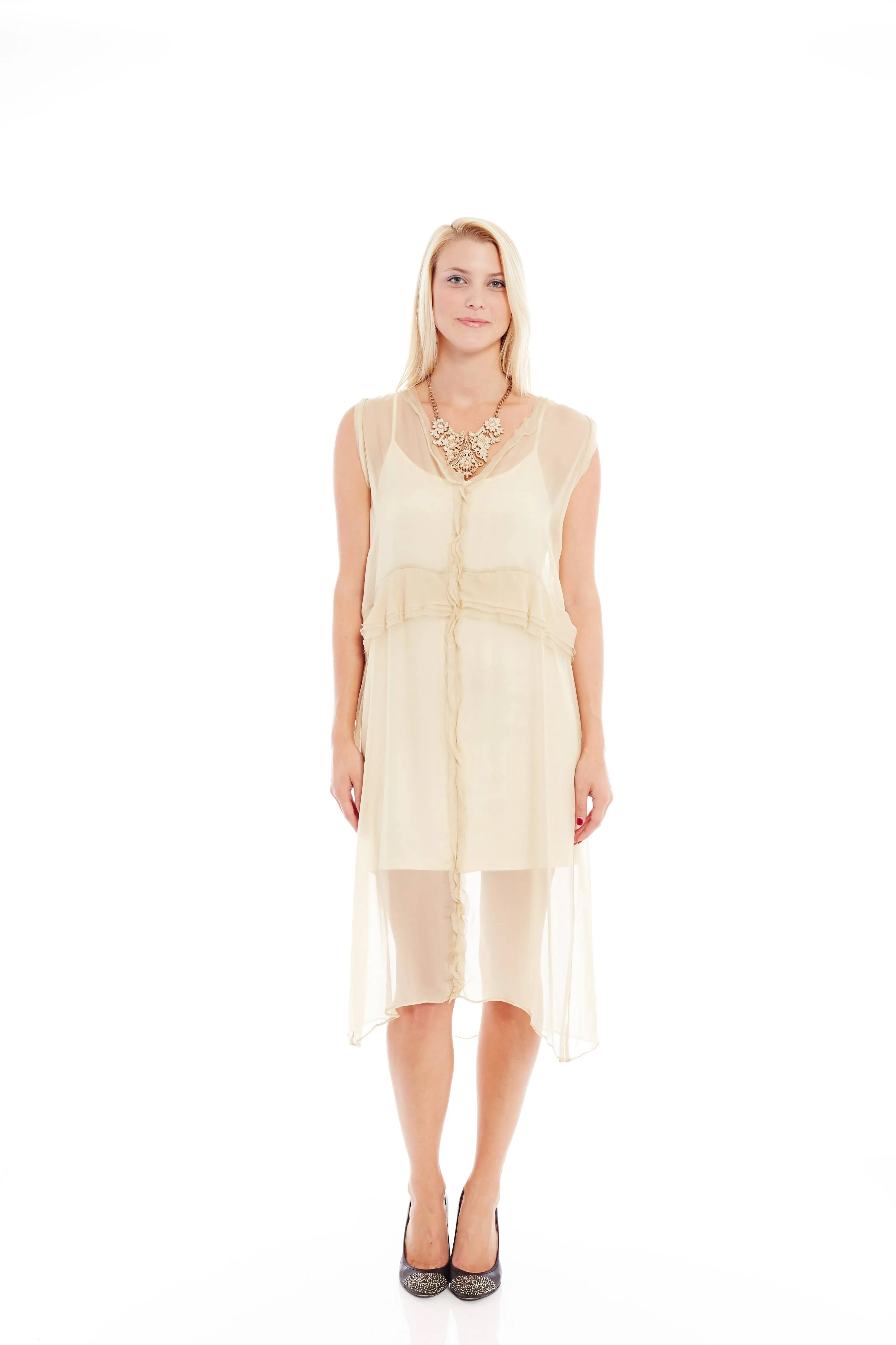 THE ELEVATE AFTER HOURS SILK DRESS IN CLASSIC OATMEAL