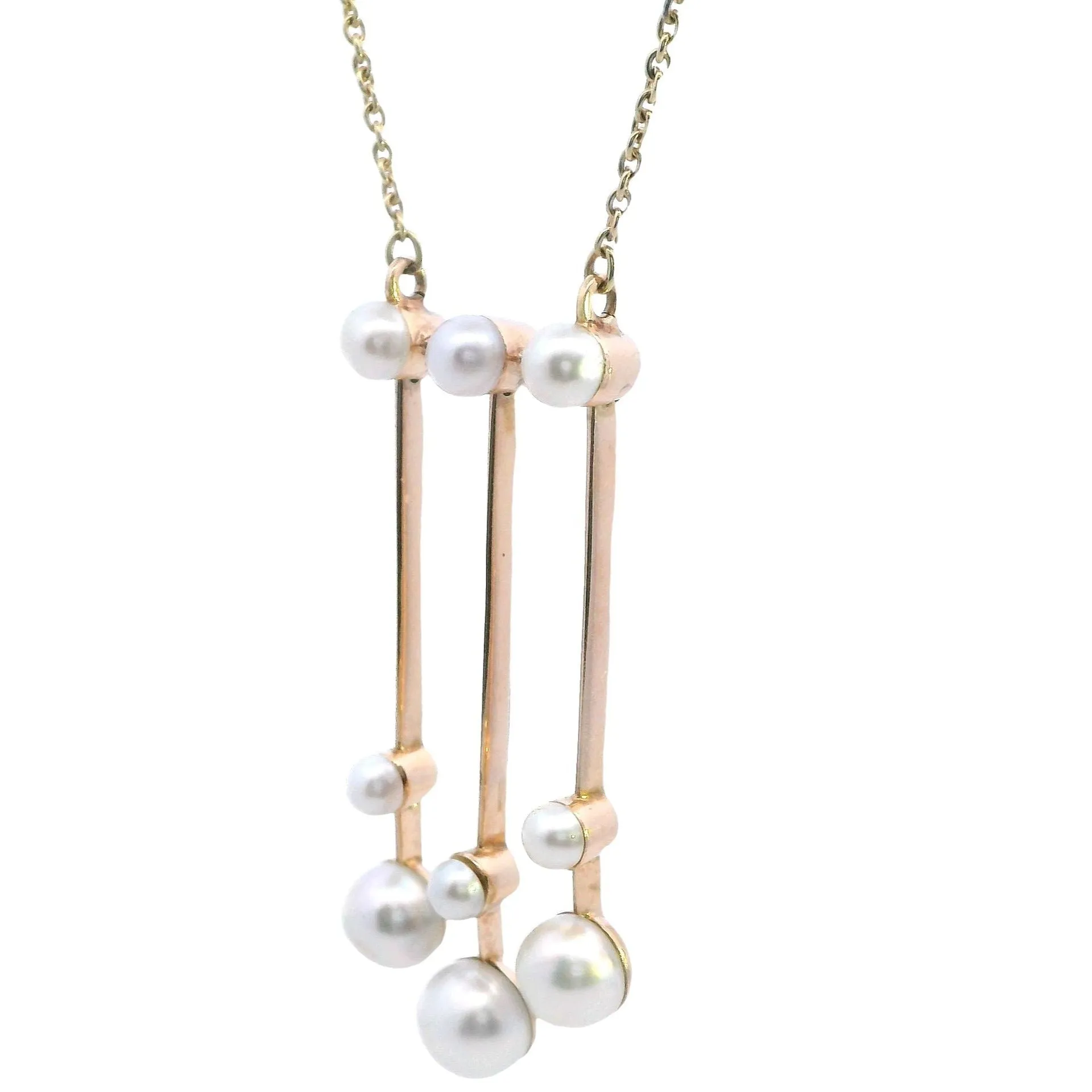 Timeless Elegance - Exquisite 9ct Yellow Gold Pearl Necklace