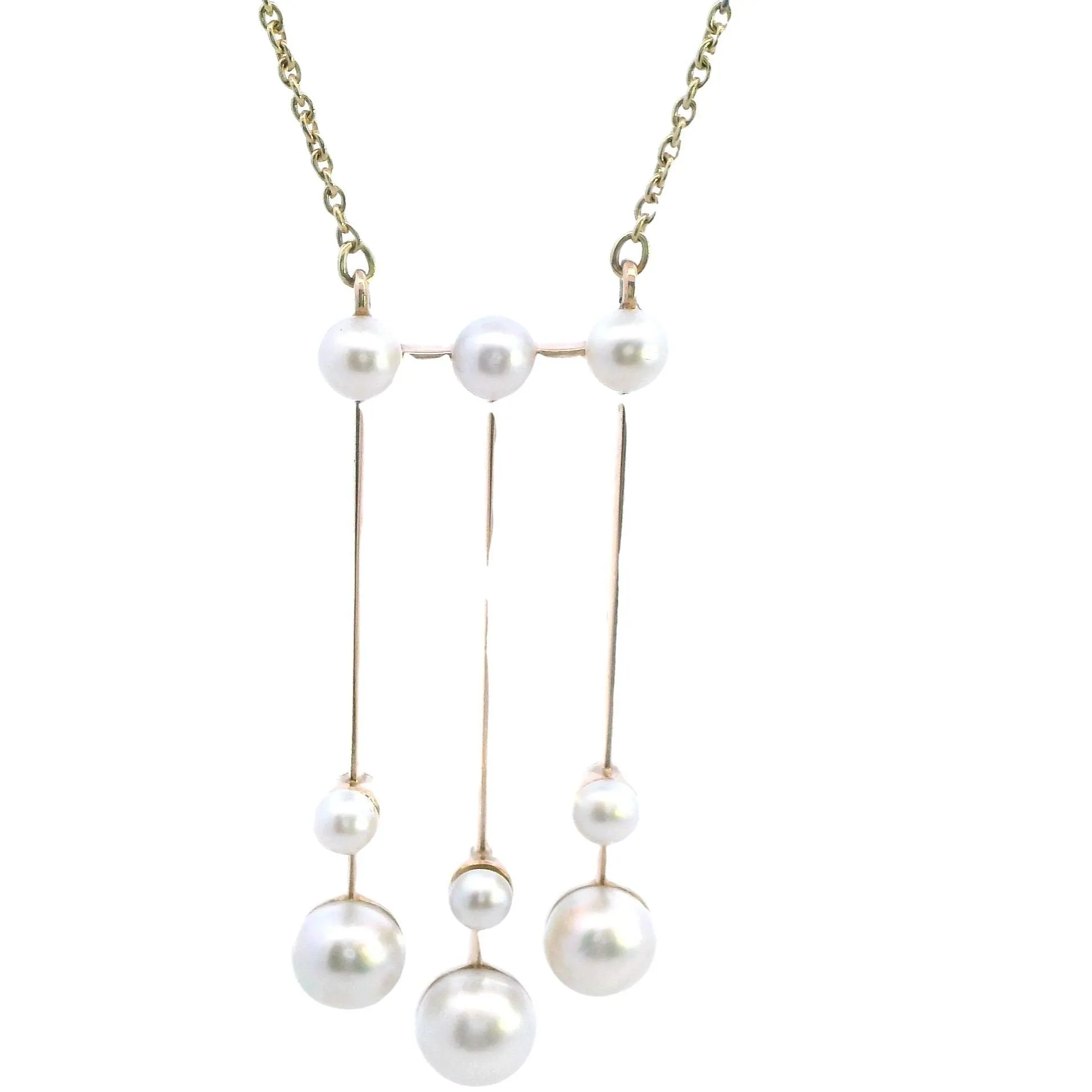 Timeless Elegance - Exquisite 9ct Yellow Gold Pearl Necklace