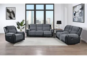 U5914 GREY/BLACK RECLINING SOFA/CONSOLE RECLINING LOVESEAT/RECLINER