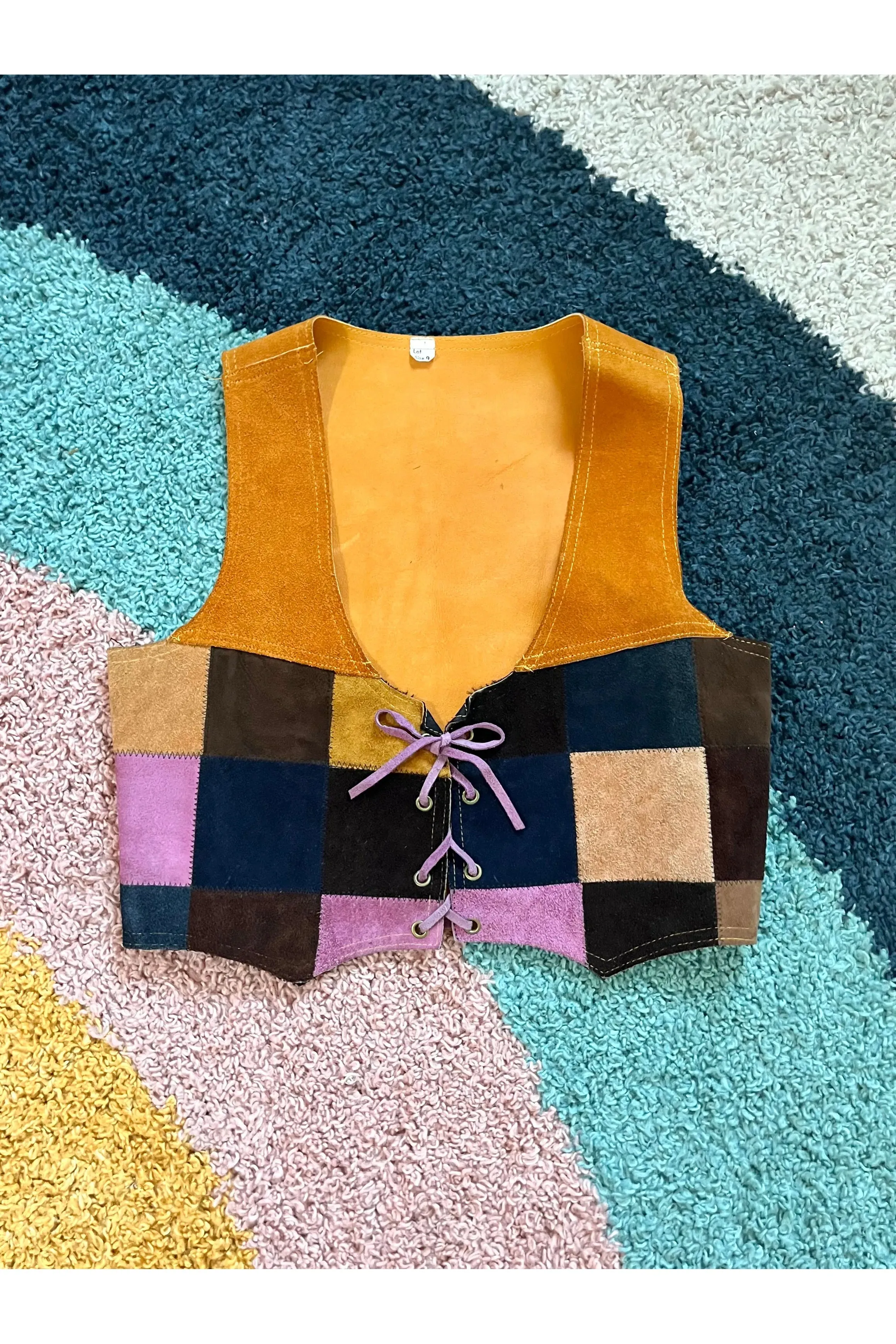 Vintage RARE 60s-70s Patchwork Suede Two-Piece Set