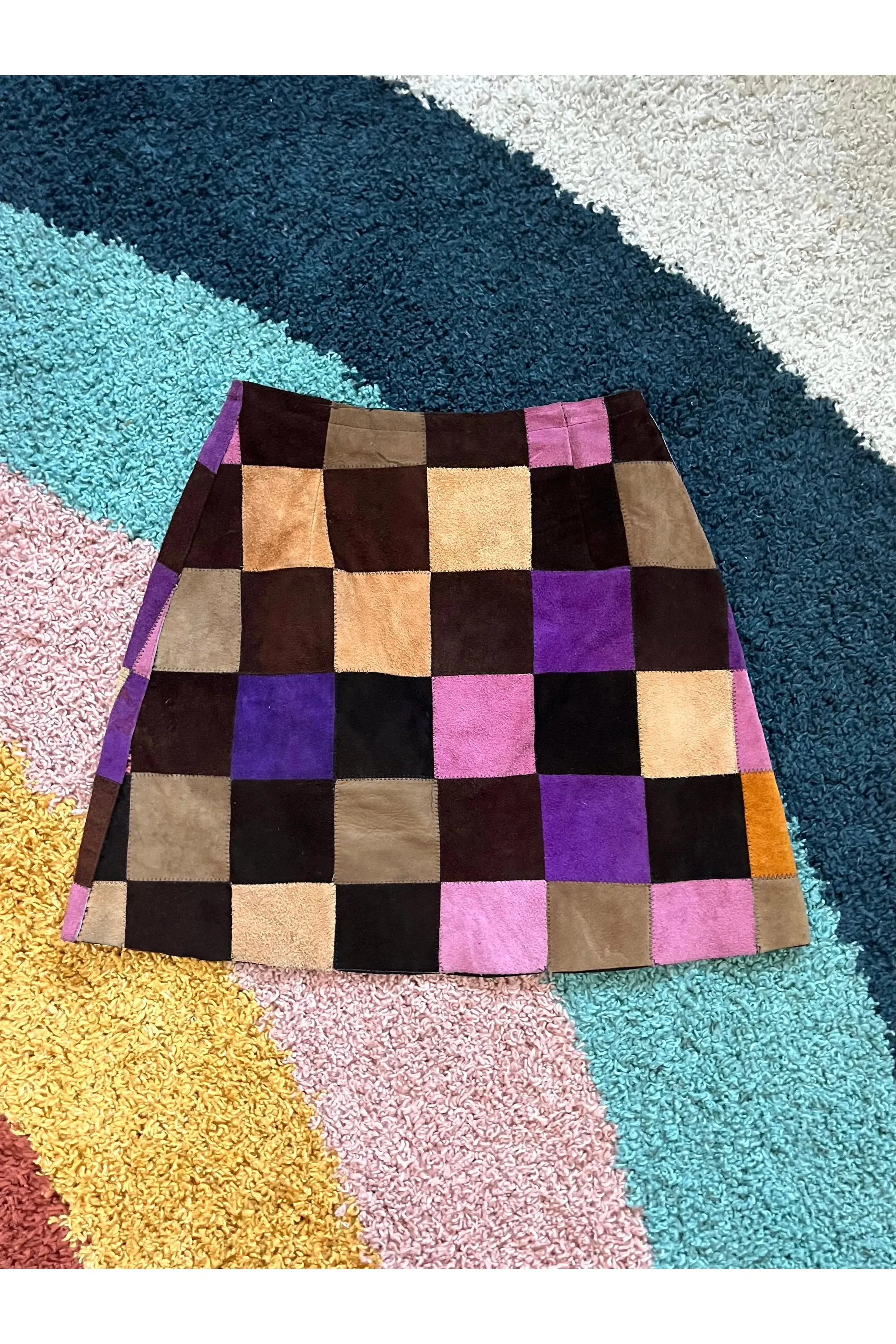 Vintage RARE 60s-70s Patchwork Suede Two-Piece Set