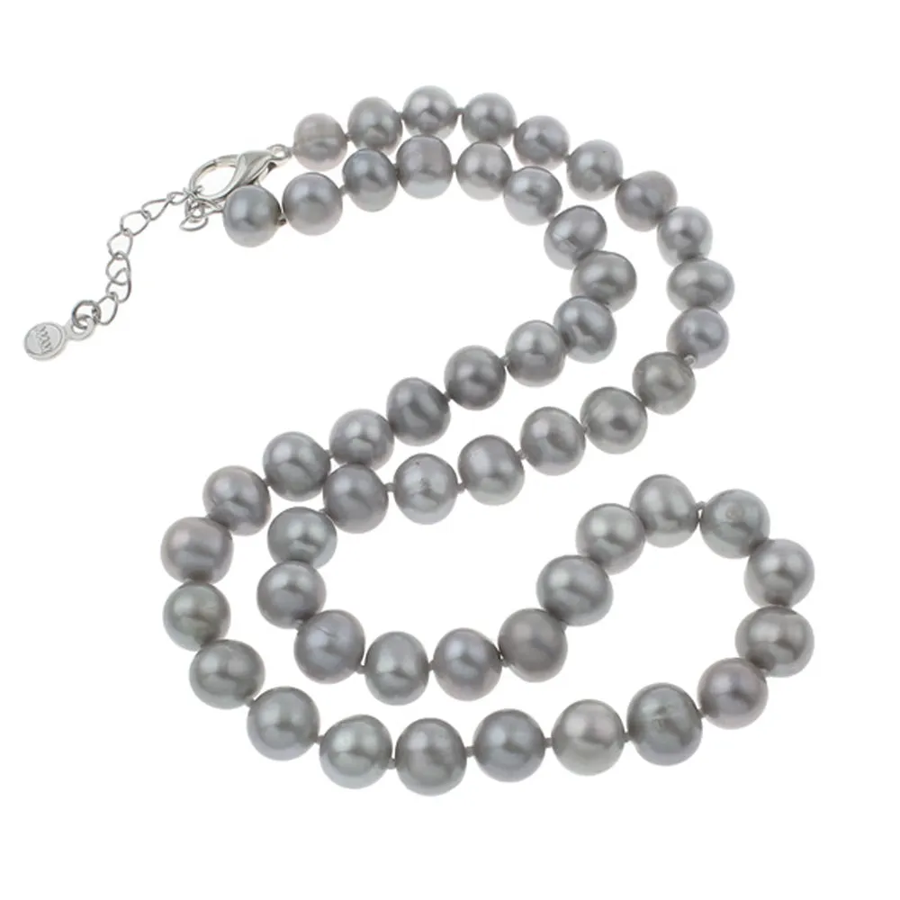 Women's Pearl necklace Grey Colour | 7-8mm Freshwater Pearl Necklace for Women