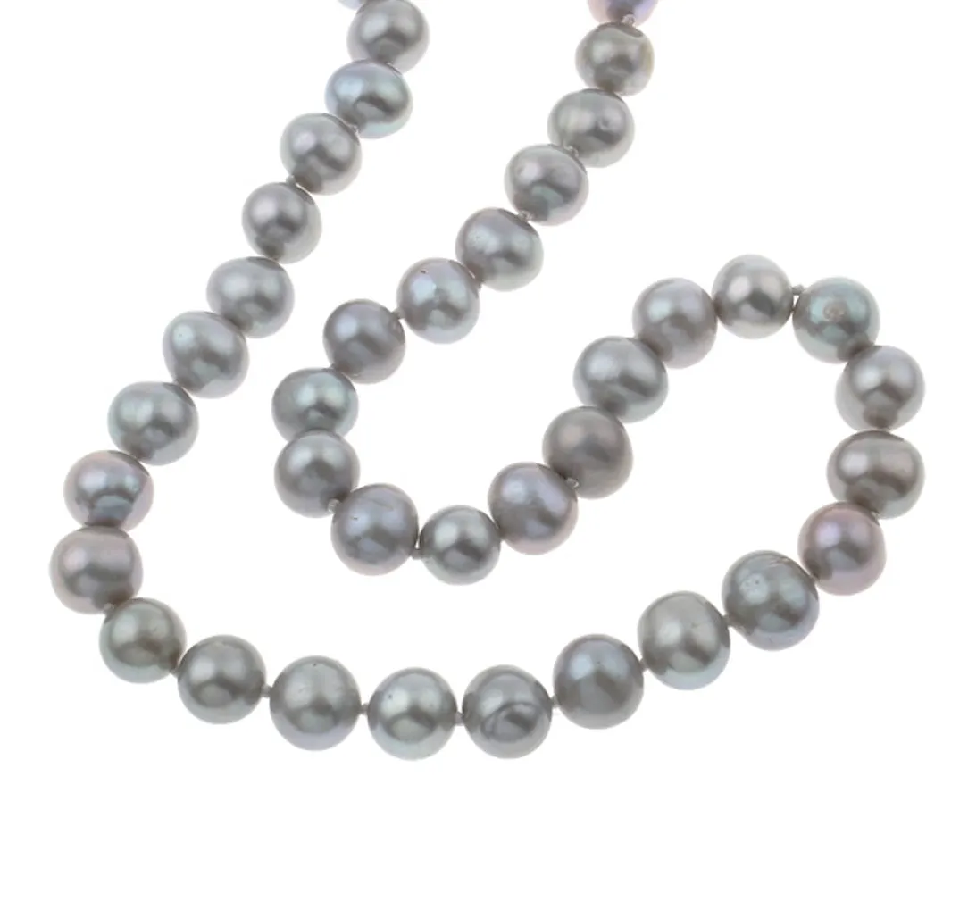 Women's Pearl necklace Grey Colour | 7-8mm Freshwater Pearl Necklace for Women