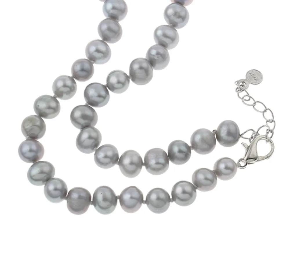 Women's Pearl necklace Grey Colour | 7-8mm Freshwater Pearl Necklace for Women