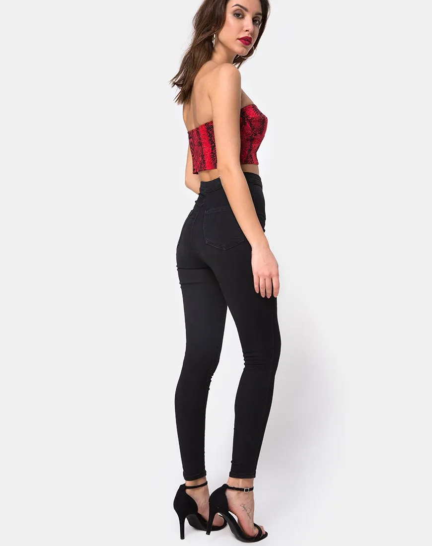 Zipshi Crop Top in Snake Red